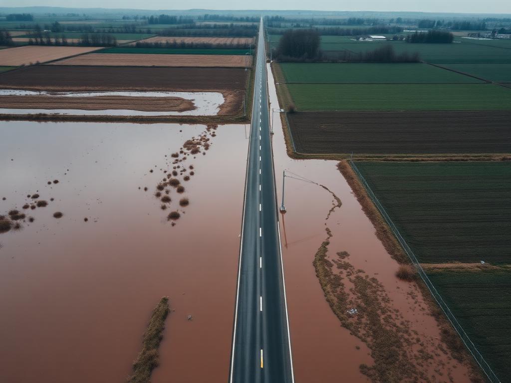 Flooded road section