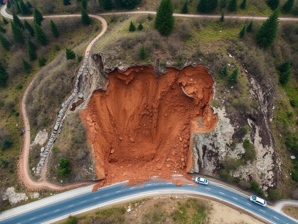 Landslide on access road